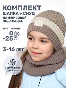 Комплект (шапка и снуд) 12з16524 какао/молоко оптом от производителя NIKASTYLE